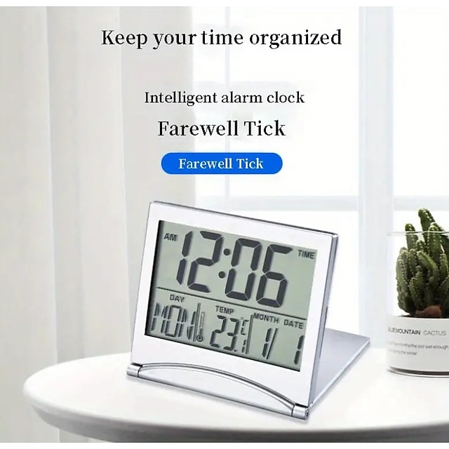  despertador digital configuração de alarme 12/24h usado para exibição de temperatura e data de viagens de escritório e despertadores de quarto relógio de mesa relógio de viagem relógio eletrônico