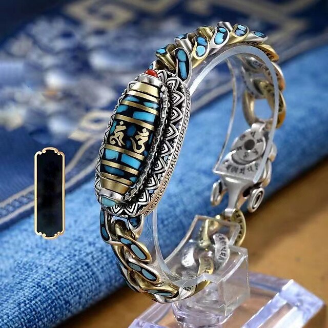  bracelet de perles mantra turquoise à six caractères à neuf yeux, cadeau de Noël, cadeau de Noël, cadeau pour femmes et hommes