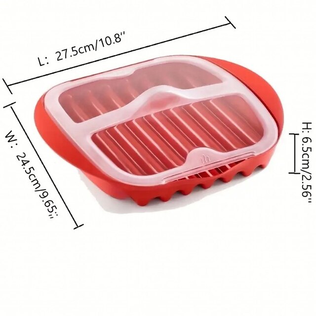Washable Microwave Bacon Inserts Cooker Healthy With Lid Home Food