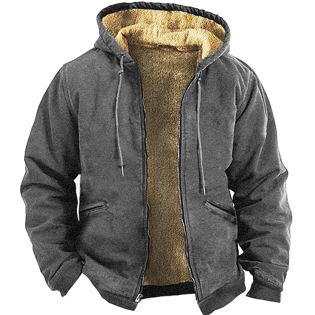 Men's Full Zip Hoodie Jacket Brown Brown 2 Gray Hooded Graphic Prints ...