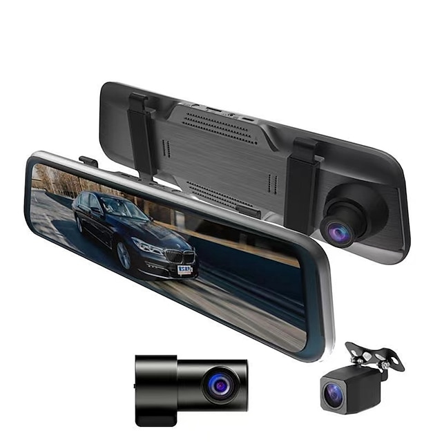  3-kanals spejlkamera wifi bil videooptager bakspejl dash cam front og indvendig med bakkamera spejl dvr black box