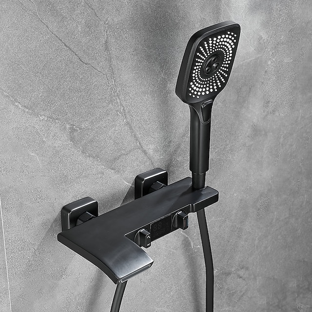  Wasserfall-Duscharmaturen mit Druckausgleichs-Duschsystem, Hochdruck-Brausemischbatterien mit hohem Durchfluss im minimalistischen Stil mit Handhahn und Keramikventil im Inneren