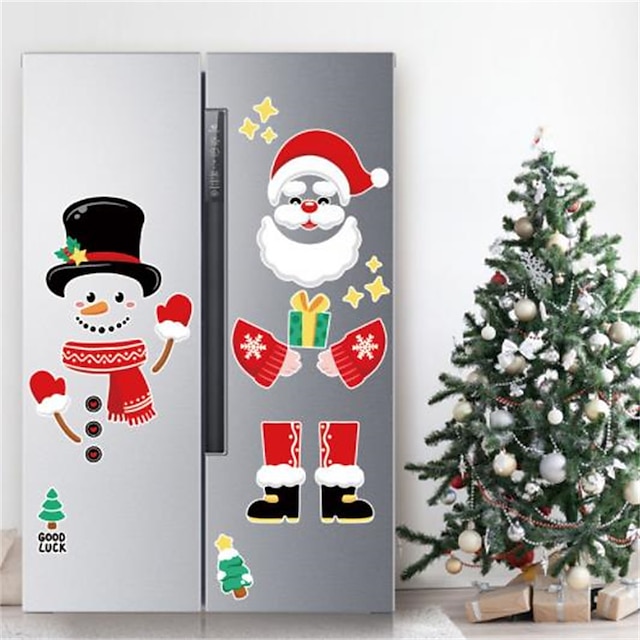 Christmas Decoration Creative Cartoon Refrigerator Stickers Santa Claus ...