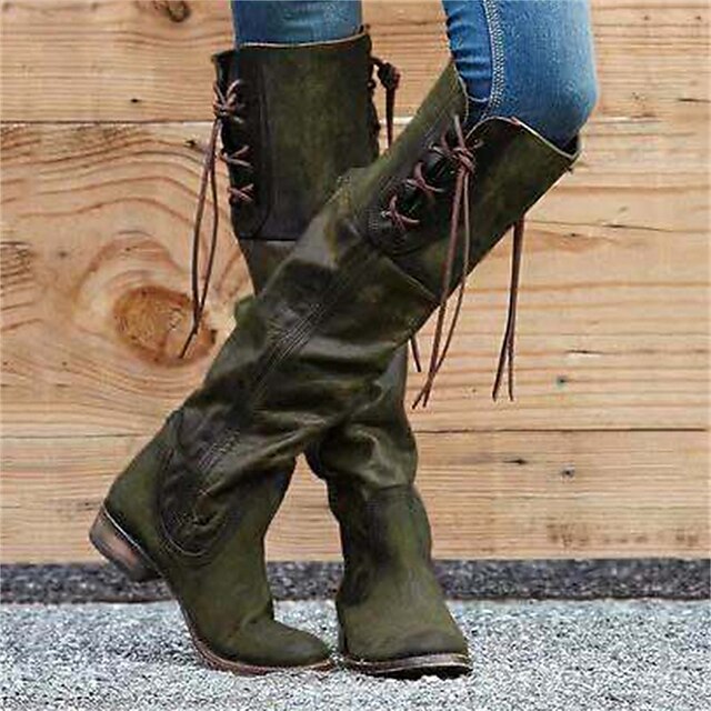 Women's Boots Plus Size Outdoor Daily Solid Color Knee High Boots ...