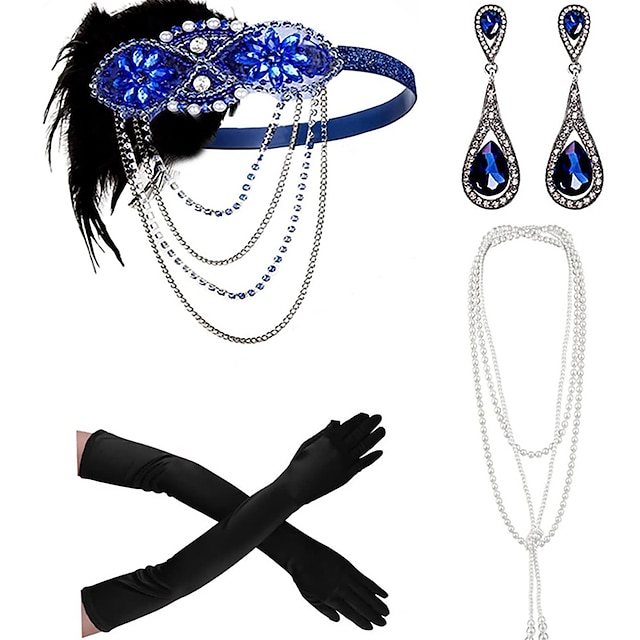  1920'erne Den store Gatsby Dragter Den store Gatsby Bryllupsgæst Udklædning Jul Halloween Halloween Bryllupsfest Polterabend Handsker Øreringe Halskæder Alle årstider