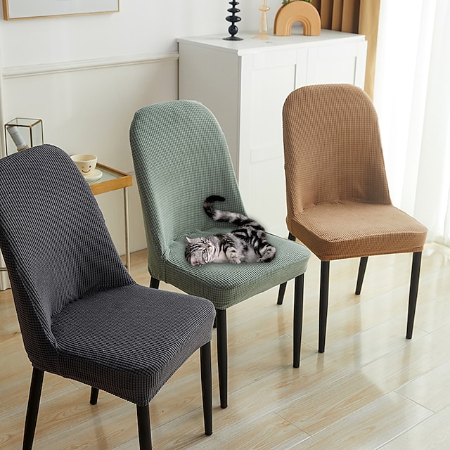 Chair Cover White Grey For Dining Shell Chair Washable Removable Chair Cover Party Home Hotel Slipcover Seat Cover Dining Chair 21