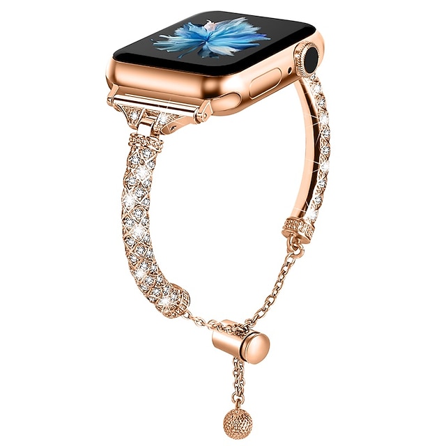  Braccialetto di gioielli Compatibile con Cinturino dell'Apple Watch 38mm 40mm 41mm 42mm 44mm 45mm 49mm Da donna Glitter Diamante Bling Lega Cinturino di ricambio per iwatch Ultra 2 Series 9 8 7 SE 6