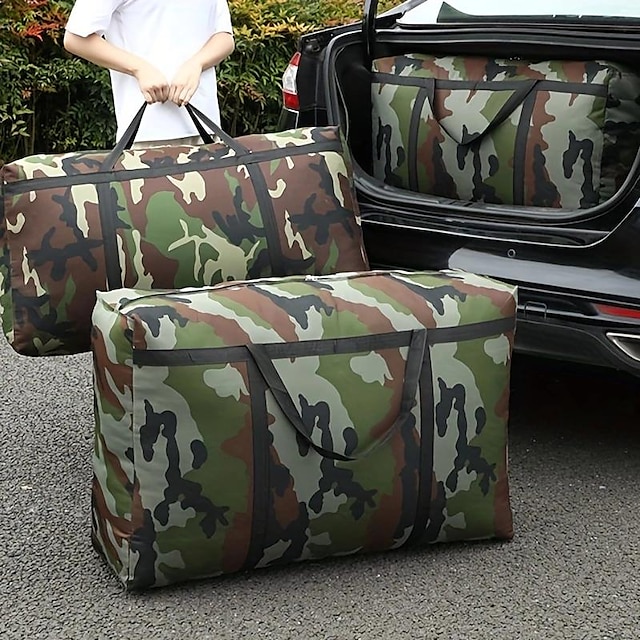  Sac de voyage pliable de camouflage, sac de rangement de vêtements de couette de grande capacité, cube d'emballage de bagages portable léger
