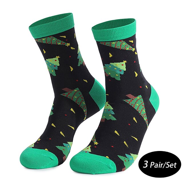  Homme 3 paires Chaussettes Hommes Chaussettes Chaussettes de Noël Blanche Rose Claire Couleur Bande dessinée Noël Casual du quotidien Basique Moyen Automne Hiver Thermique