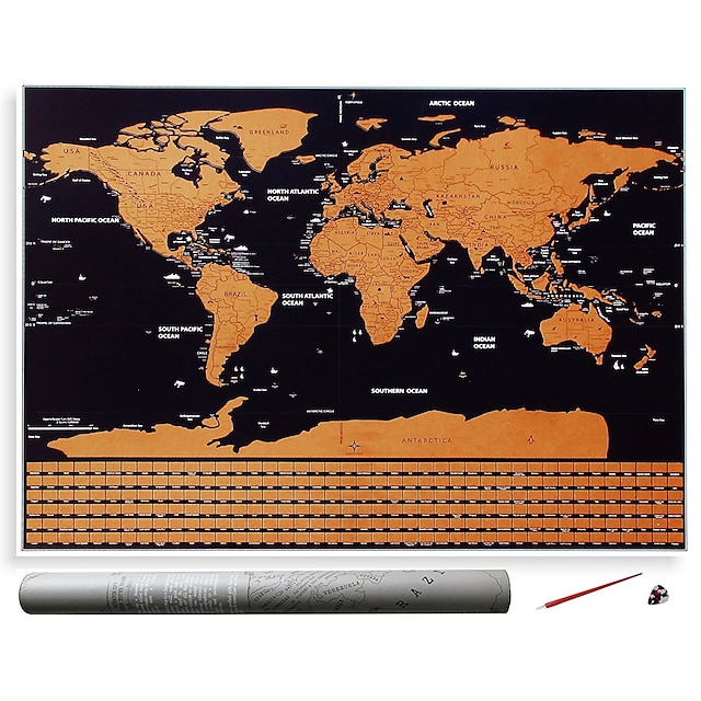  Скретч-карта мира, стереть большой трекер пунктов назначения, подарок, плакат с картой мира, рождественский подарок
