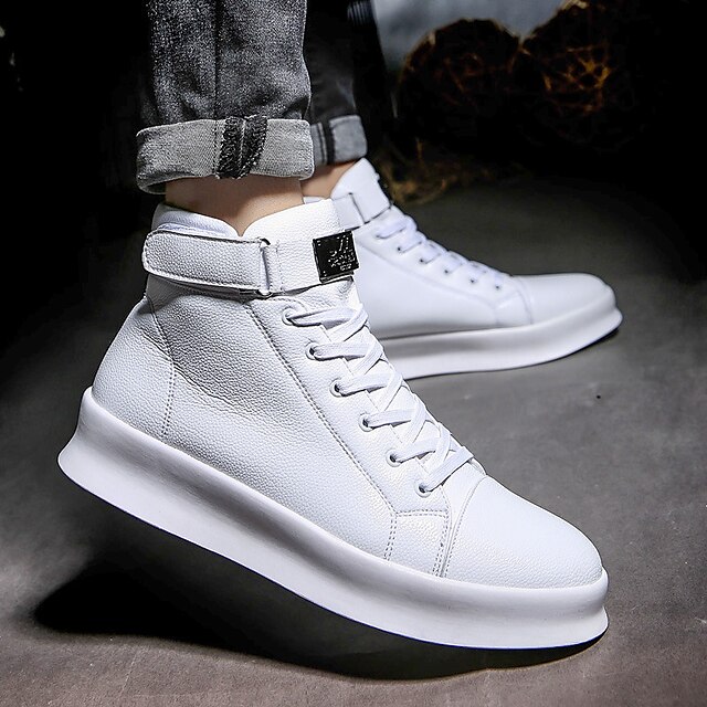  Bărbați Cizme Pantofi albi Retro Plimbare Casual Zilnic Piele Comfortabil Cizme / Cizme la Gleznă Loafer Negru Alb Primăvară Toamnă