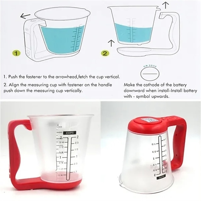 LCD Screen Digital Kitchen Food Scale&Measuring Cup 100-600ml 1000g Jug  Scales