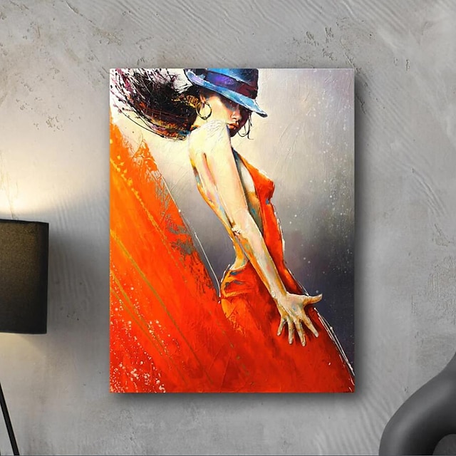  Arte da parete con ballerina dipinta a mano su tela Arte da parete con ballerina di flamenco per decorazioni per la casa Arte su tela danzante Arte su tela di tango Decorazioni fatte a mano per la