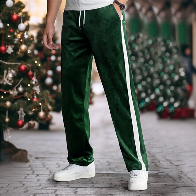  Homme Joggings Pantalon Jogger Pantalon Bloc de couleur Patchwork Cordon Taille elastique Confort Respirable Noël Casual du quotidien Sportif Mode Rouge Vert