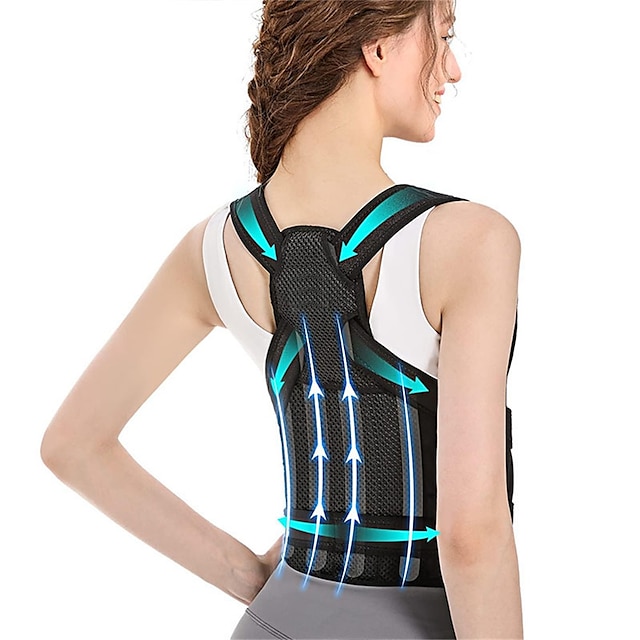  corretor de postura de cinta traseira para mulheres: alisador de ombro ajustável suporte completo para as costas alívio da dor nas costas superior e inferior - escoliose corcunda corretor de coluna