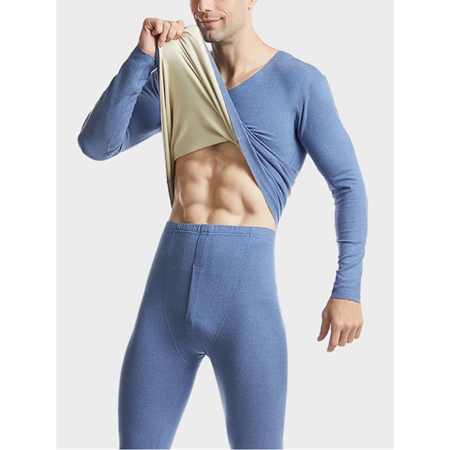  Ανδρικά Ισοθερμικά εσώρουχα Ρουχισμός Ύπνου Θερμικό Σετ 2 Κομμάτια Σκέτο Ζεστό Μοντέρνα Καθημερινό Σπίτι Καθημερινά Κρεβάτι Πολυεστέρας Άνεση Ζεστό Moale Λαιμόκοψη V Μακρυμάνικο Μπλουζάκι Παντελόνι