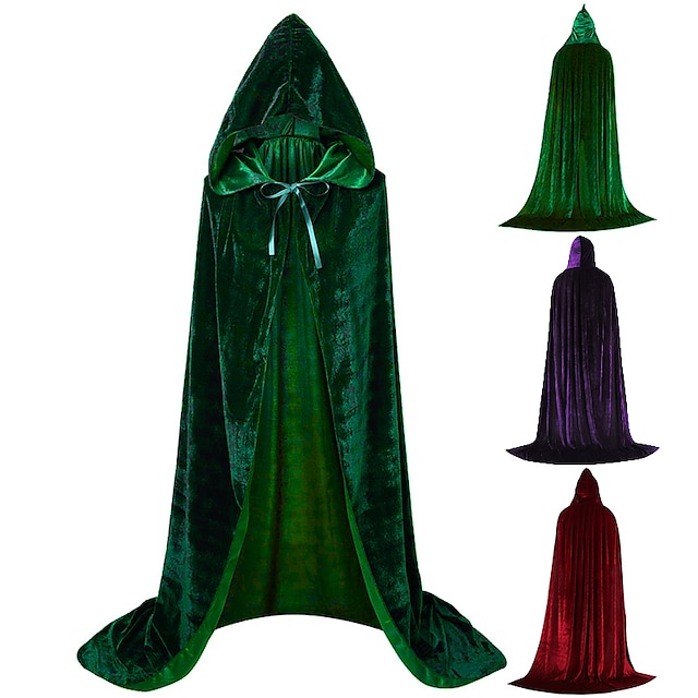  Hocus Pocus Witch Mary Sarah Cloak Masquerade Men's Women's Boys Movie Cosplay Cosplay Costume Party Red Purple Green Cloak Masquerade Polyester