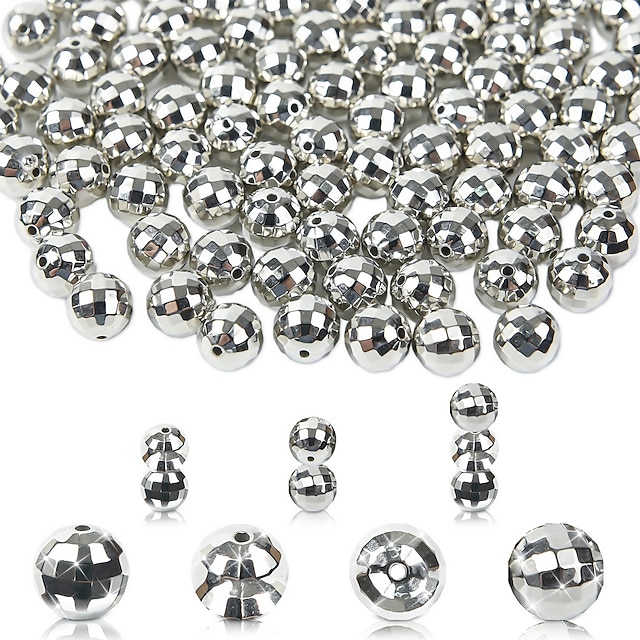  30 stuks zilver gefacetteerde ronde kralen discobal kralen acryl ccb kralen diy handgemaakte oor sieraden mobiele telefoon ketting accessoires materiaal
