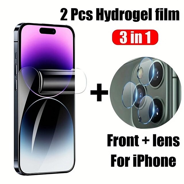  [2+1 pakke] Skærmbeskytter + Kameralinsebeskytter Til Apple iPhone 15 Pro Max Plus iPhone 14 Pro Max Hærdet Glas 9H hårdhed Anti-fingeraftryk High Definition (HD) Ridsnings-Sikker