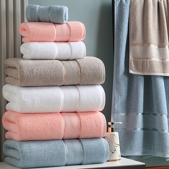  serviettes 1 paquet de serviettes de bain moyennes, serviettes en coton filé à anneaux légères et très absorbantes à séchage rapide, serviettes haut de gamme pour hôtel, spa et salle de bain