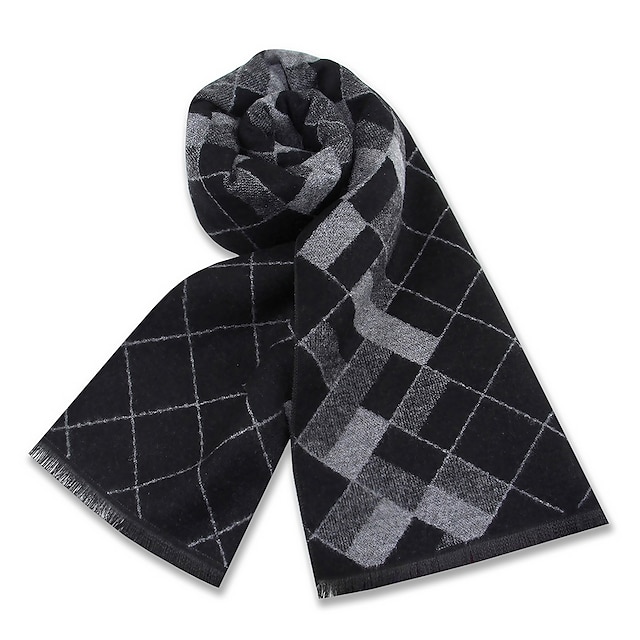  Men's Casual Daily Weekend Black Apricot Scarf Plaid