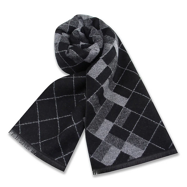 Men's Casual Daily Weekend Black Apricot Scarf Plaid 6