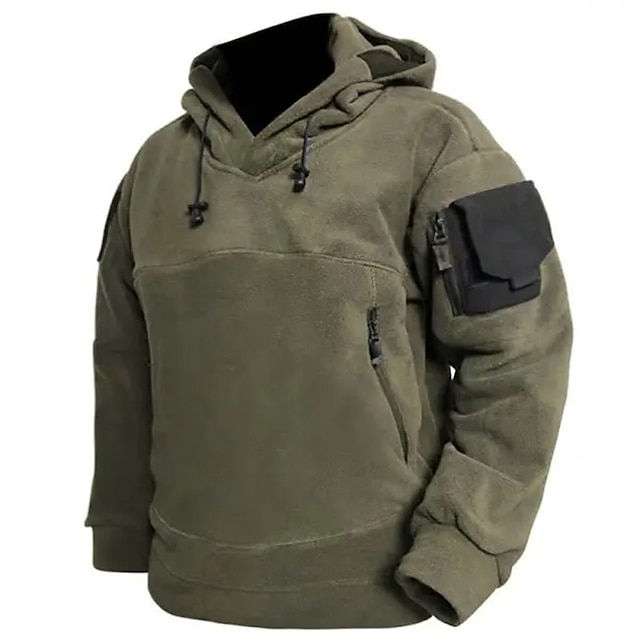  Men's Hoodie Tactical Black Army Green Gray Hooded Color Block Patchwork Pocket Sports & Outdoor Daily Holiday Cool Casual Tactical Fall & Winter Clothing Apparel Hoodies Sweatshirts  Long Sleeve