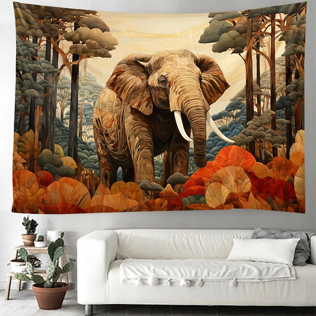 Elephant Painting Hanging Tapestry Wall Art Large Tapestry Mural Decor Photograph Backdrop Blanket Curtain Home Bedroom Living Room Decoration 20