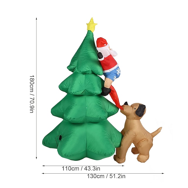 1.8m Christmas Inflatable Dog Chases Santa Claus, Climbs Tree, Dog