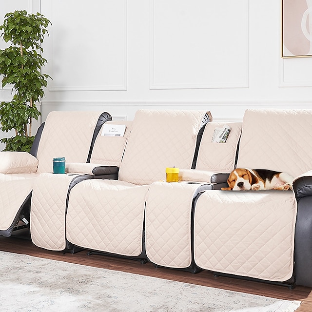  funda reclinable loveseat con consola, funda de sofá, alfombrilla de toalla para sillón reclinable de 2 o 3 plazas, funda reclinable antideslizante para mascotas con correas elásticas