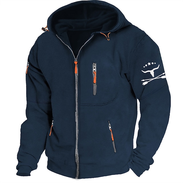  Miesten Graafiset tulosteet Kantri Hupparit Pitkähihainen paidat Hupullinen Muoti Päivittäin Loma Bile 봄 & Syksy Vaalean harmaa Tumman sininen Harmaa Vaatetus Suunnittelija S M L XL 2XL 3XL