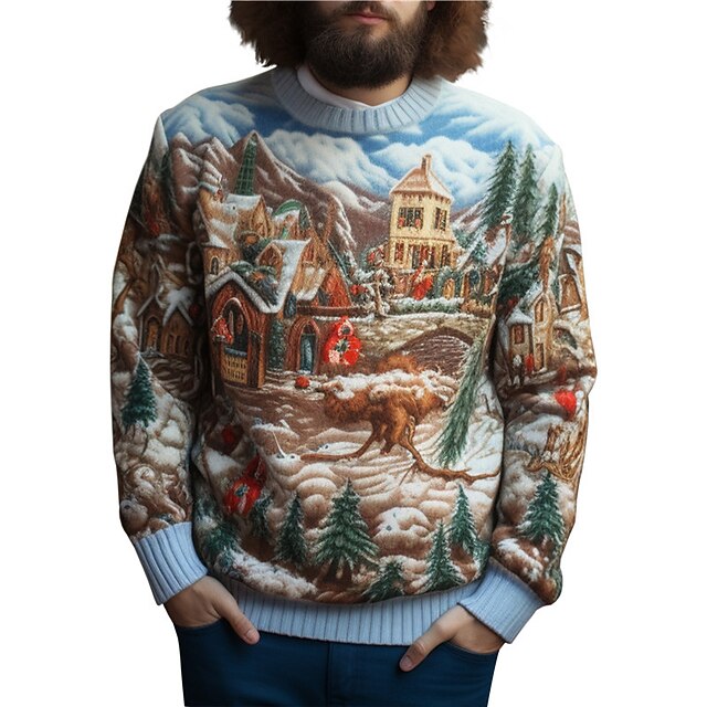 Men's Xmas Sweaters Christmas Sweaters Scenery Casual Men's Knitting