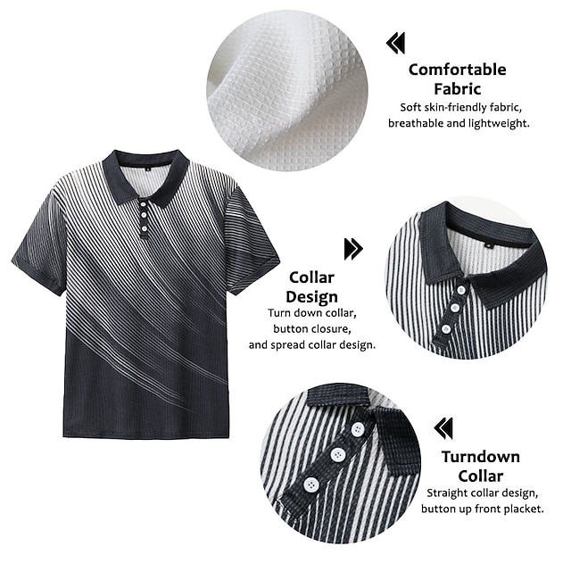 Maglia Uomo In Misto Cotone A Nido D'Ape | ICY - Manica Corta Con Risvolto | Casual Chic | Colori Vivaci | Ideale Per Ufficio E Tempo Libero