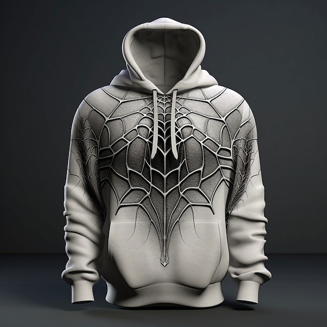  Men's Graphic Spiders Spider web Hoodie Hoodies Sweatshirt Fashion Daily Long Sleeve Hooded Vacation Sports Outdoor Holiday White Red Print Front Pocket Spring &  Fall Designer