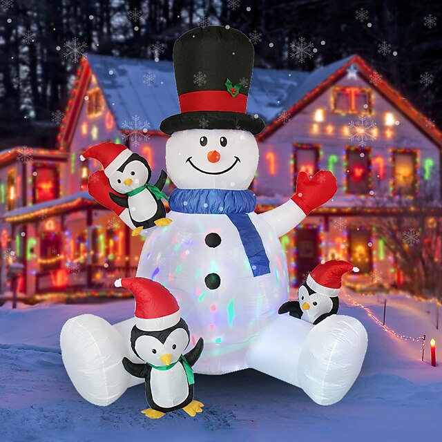 7ft Christmas Inflatable Snowman With Penguins Blow Up Inflatables