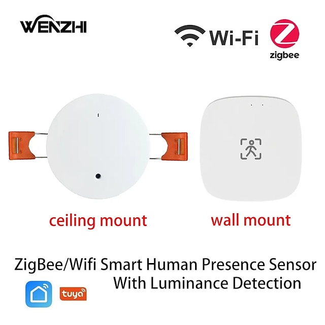  zigbee wifi mmwave mänsklig närvaro rörelsesensor med luminans/avståndsdetektering 5/110/220v tuya smart life hemautomation