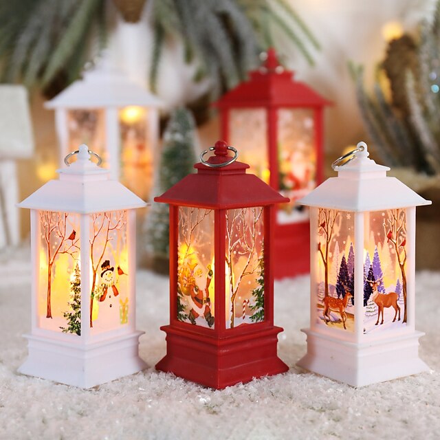 Christmas Decorative Lantern Led,Santa Snowman Elk Indoor Lanterns ...