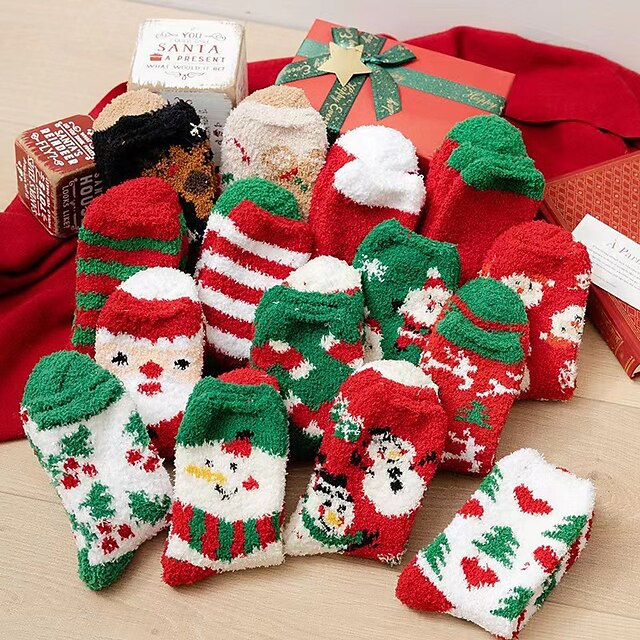  julesokker vinter fuzzy sokker hyggelige fluffy sokker varme fuzzy julesokker til kvinder gaver