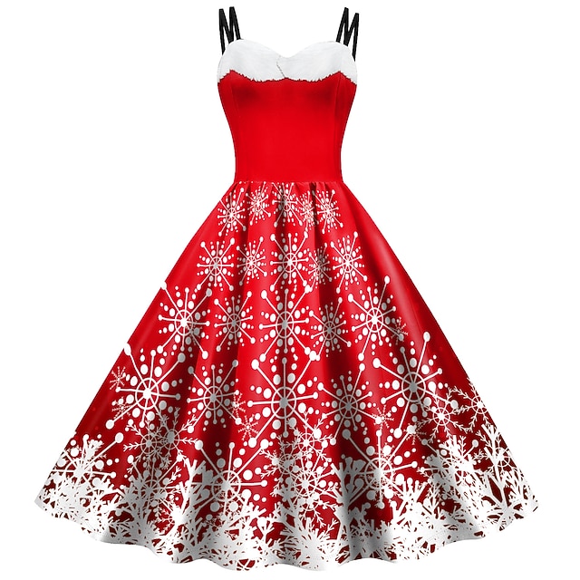  julenissen Mrs.Claus Fancy julekjole Dame Jul Maskerade julaften 1950-tallet Voksne Fest Jul Kjole