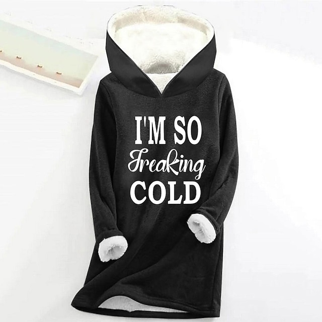  Sweat à capuche pour femme, pull sherpa, lettre, décontracté, sport, imprimé, chaud, duveteux, confortable, sweat à capuche, haut à manches longues, micro-élastique, automne&tissu doux et