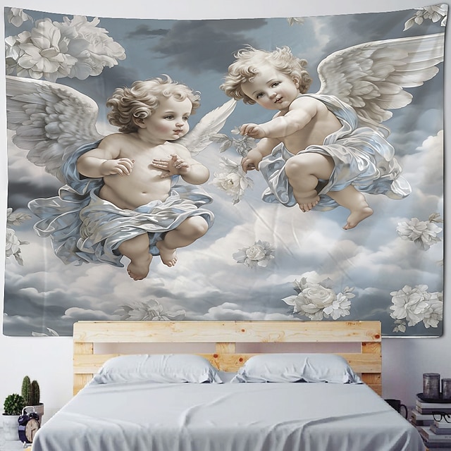  renaissance engel hangend tapijt kunst aan de muur groot tapijt muurschildering decor foto achtergrond deken gordijn thuis slaapkamer woonkamer decoratie