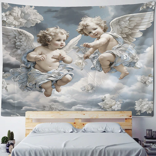 Renaissance Angel Hanging Tapestry Wall Art Large Tapestry Mural Decor Photograph Backdrop Blanket Curtain Home Bedroom Living Room Decoration 16