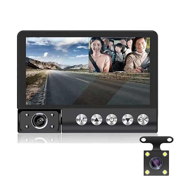  1080p Nuevo diseño / Full HD / con cámara trasera DVR del coche 170 Grados Gran angular 4 pulgada IPS Dash Cam con Visión nocturna / Detección de Movimiento / Grabación en Bucle No Registrador de