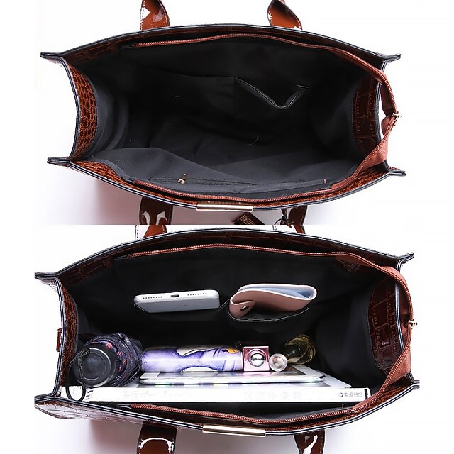 Crocodile Pattern Business Casual Commuter and Work Handbag