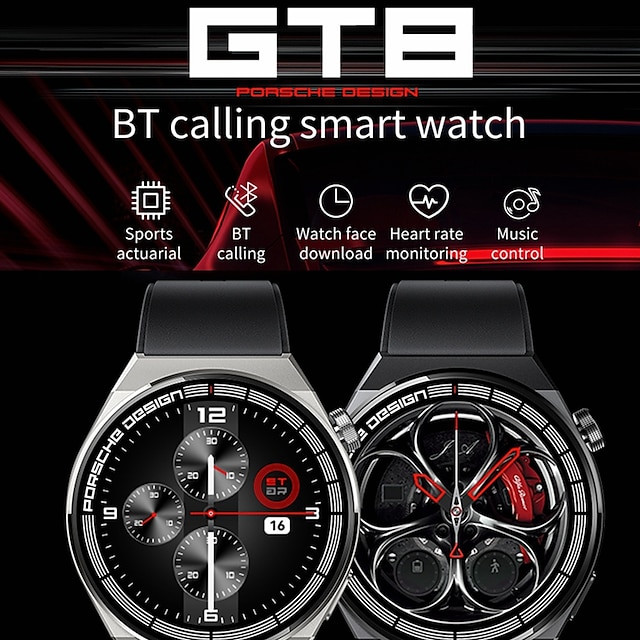  GT8 Εξυπνο ρολόι 1.28 inch Έξυπνο ρολόι Bluetooth Βηματόμετρο Υπενθύμιση Κλήσης Παρακολούθηση Φυσικής Κατάστασης Συμβατό με Android iOS Γυναικεία Άντρες Μεγάλη Αναμονή Κλήσεις Hands-Free Αδιάβροχη IP