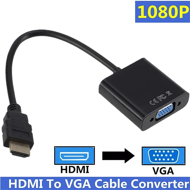  Adaptateur 1080p hdmi vers vga, câble de conversion numérique vers analogique pour xbox, ps4, ordinateur portable, boîtier tv vers projecteur, afficheur hdtv