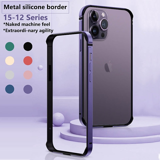  Phone Case For iPhone 15 Pro Max Plus iPhone 14 13 12 Pro Max Plus Bumper Frame Ultra Thin Shockproof Solid Color Aluminum Alloy