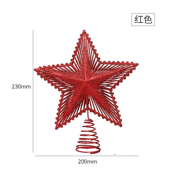  Stella puntale dell'albero di Natale, decorazione della parte superiore dell'albero, layout della scena della stella con la parte superiore dell'albero a grana dritta con paillettes, decorazione da