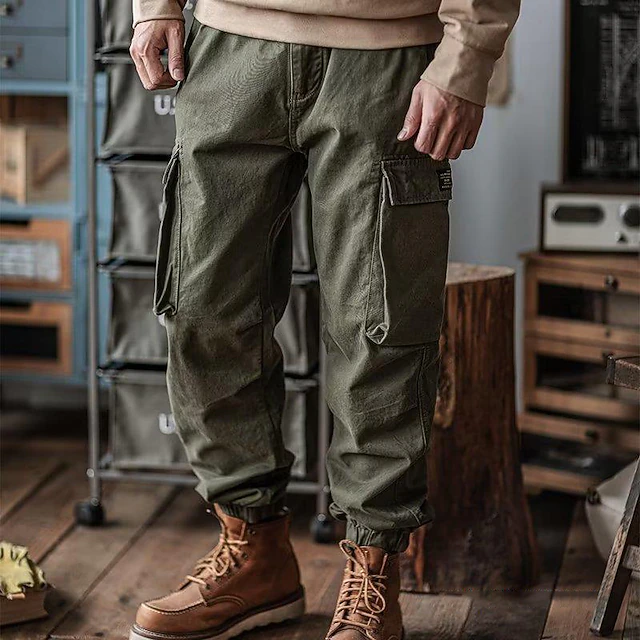 Men's Cargo Pants Cargo Trousers Pocket Plain Comfort Breathable Outdoor Daily Going out Fashion Casual Green Khaki 6