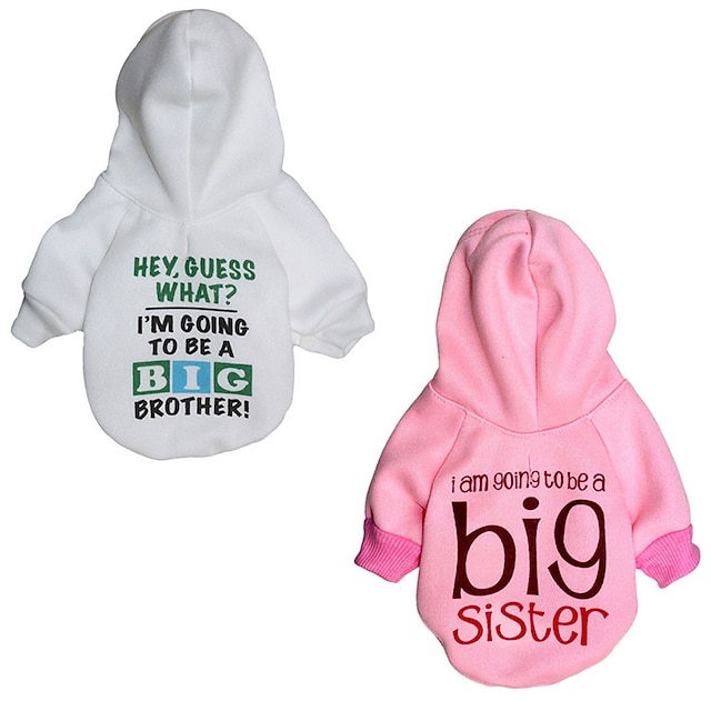  Dog Hoodie Funny Text Meme Pet Cartoon Clothes With Brother Sister Letter Pattern And Sweater